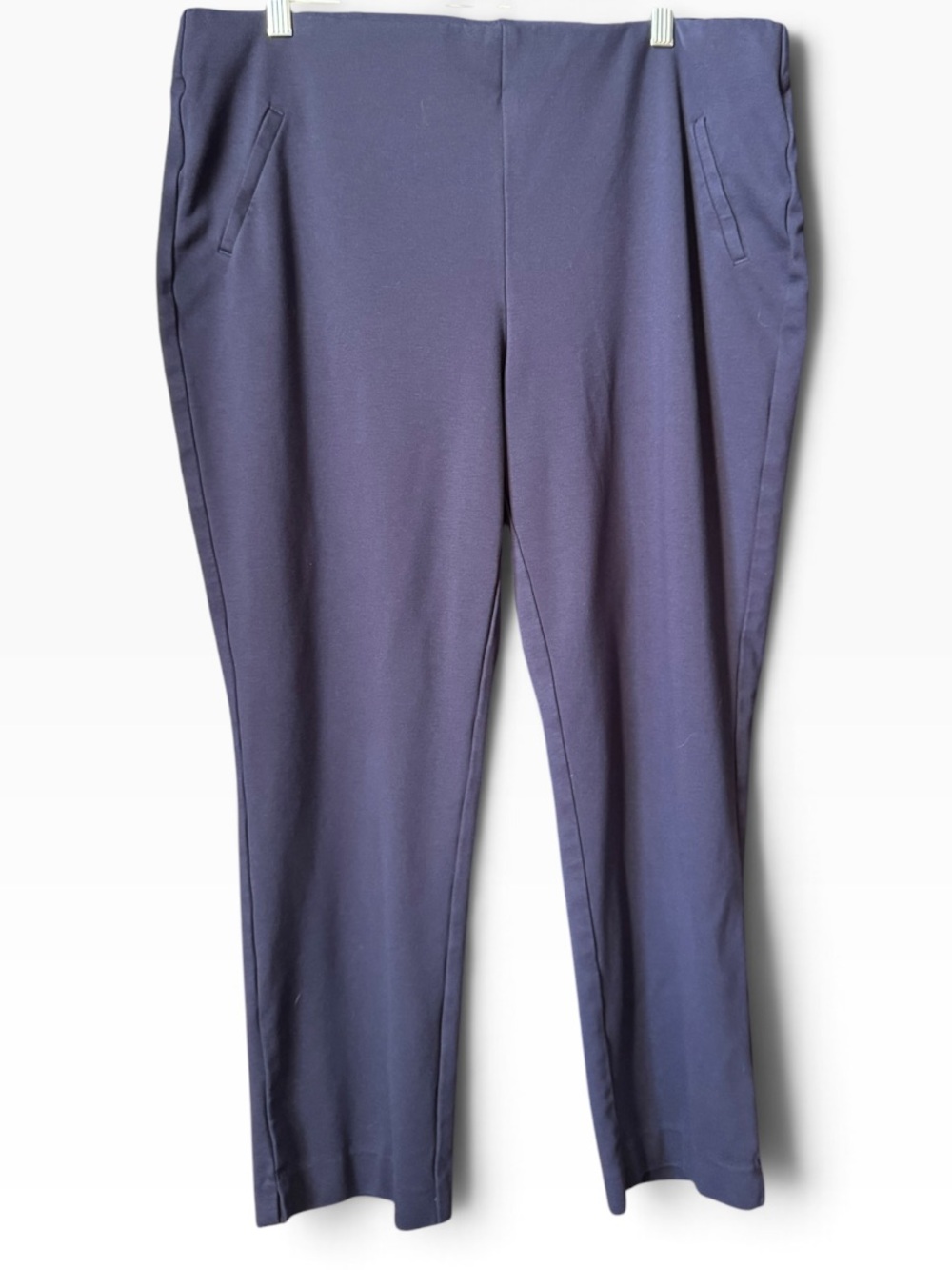Chico's Navy Blue Pull-On Slim Ankle Pants – Flat Front Comfort 3 16 XL